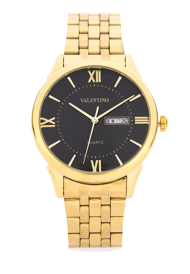 Valentino Stainless Steel Strap Analog Watch for Men 20122478-BLACK DIAL-Watch Portal Philippines
