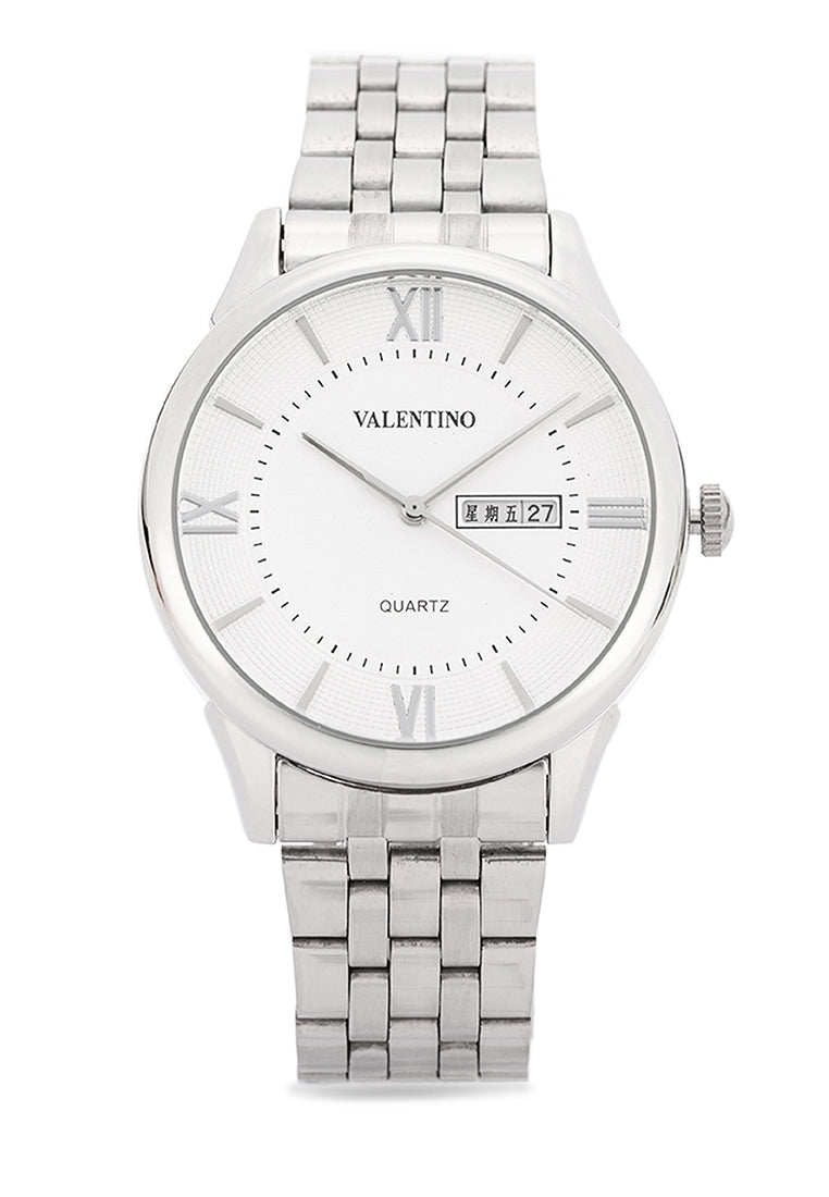 Valentino Stainless Steel Strap Analog Watch for Men 20122480-WHITE DIAL-Watch Portal Philippines