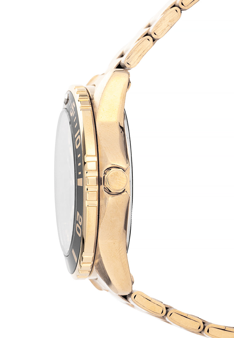 Valentino Stainless Steel Strap Analog Watch for Men 20122484-GOLD-BLACK DIAL-Watch Portal Philippines