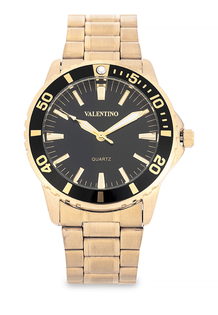 Valentino Stainless Steel Strap Analog Watch for Men 20122484-GOLD-BLACK DIAL-Watch Portal Philippines