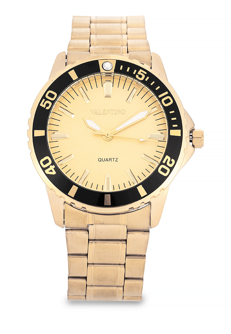 Valentino Stainless Steel Strap Analog Watch for Men 20122484-GOLD-GOLD DIAL-Watch Portal Philippines