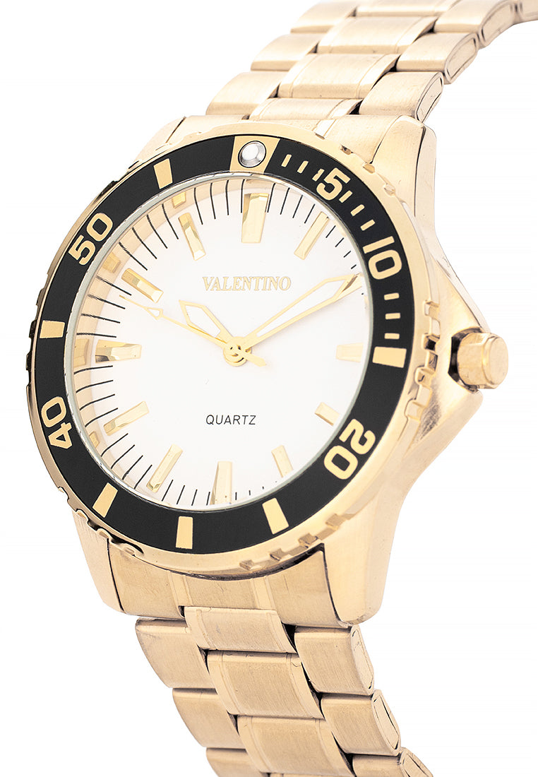 Valentino Stainless Steel Strap Analog Watch for Men 20122484-GOLD-WHITE DIAL-Watch Portal Philippines