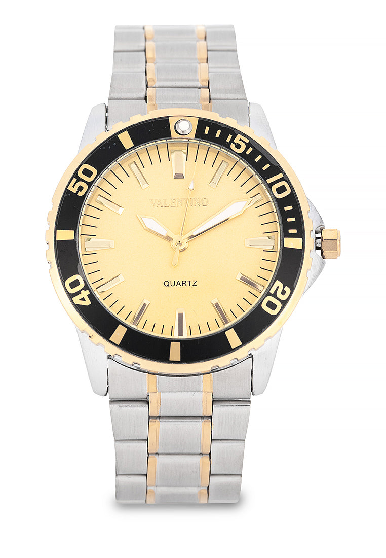 Valentino Stainless Steel Strap Analog Watch for Men 20122484-TWO TONE-GOLD DIAL-Watch Portal Philippines