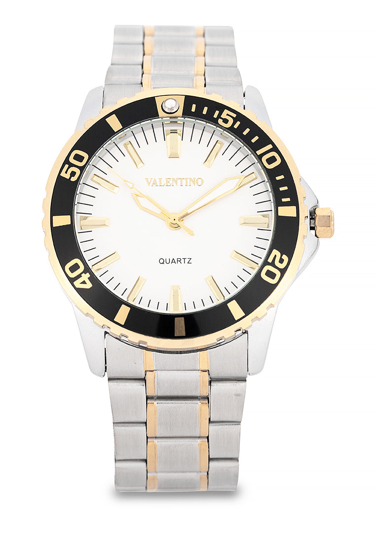 Valentino Stainless Steel Strap Analog Watch for Men 20122484-TWO TONE-WHITE DIAL-Watch Portal Philippines