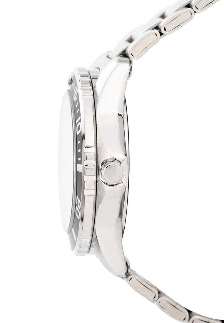 Valentino Stainless Steel Strap Analog Watch for Men 20122486-BLK RING-WHT DIAL-Watch Portal Philippines