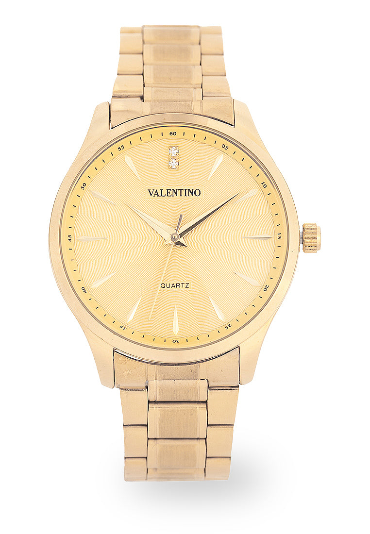 Valentino Stainless Steel Strap Analog Watch for Men 20122488-GOLD-GOLD DIAL-Watch Portal Philippines