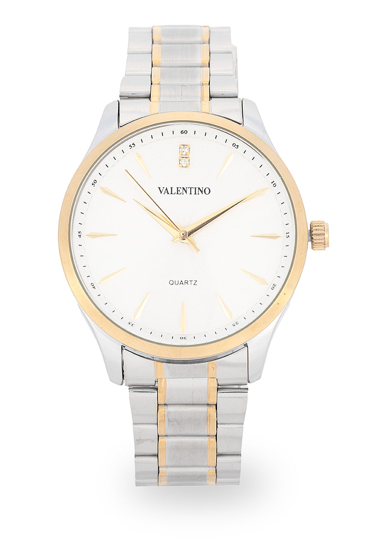 Valentino Stainless Steel Strap Analog Watch for Men 20122488-TWO TONE-WHITE DIAL-Watch Portal Philippines