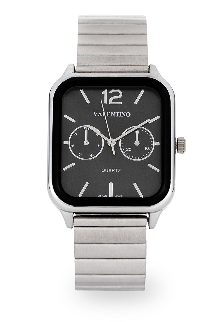 Valentino Stainless Steel Strap Analog Watch for Men 20122493-BLACK DIAL-Watch Portal Philippines