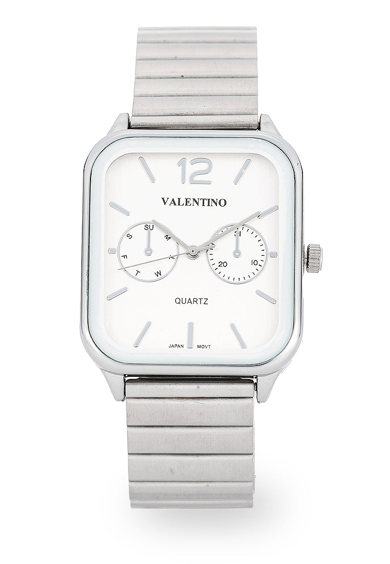 Valentino Stainless Steel Strap Analog Watch for Men 20122493-SILVER DIAL-Watch Portal Philippines