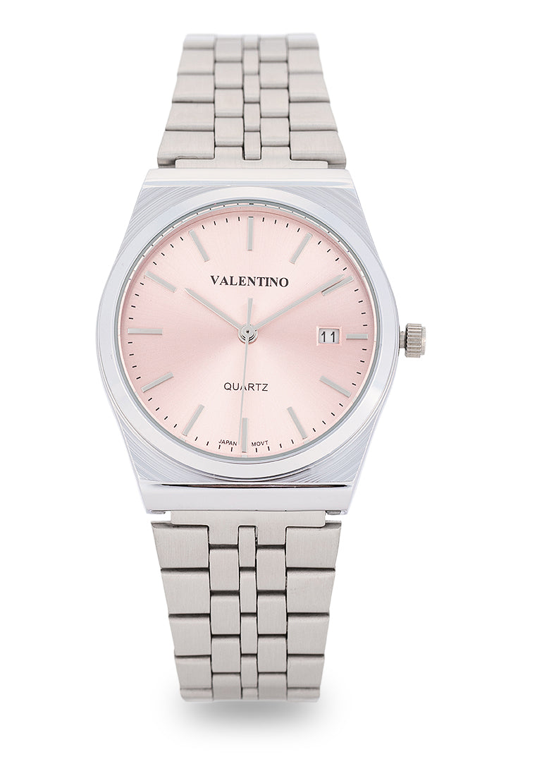 Valentino Stainless Steel Strap Analog Watch for Men 20122500-PINK DIAL-Watch Portal Philippines