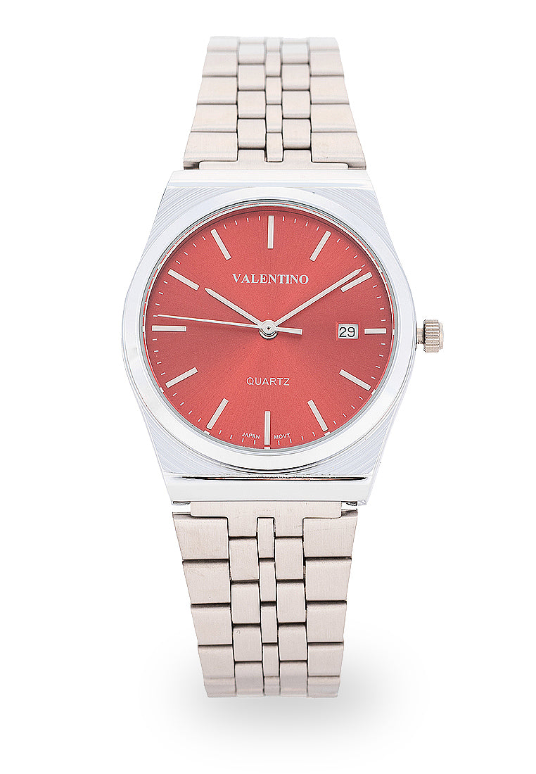 Valentino Stainless Steel Strap Analog Watch for Men 20122500-RED DIAL-Watch Portal Philippines