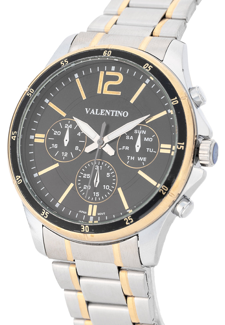 Valentino Stainless Steel Strap Analog Watch for Men 20122531-TT-BLACK DIAL-Watch Portal Philippines