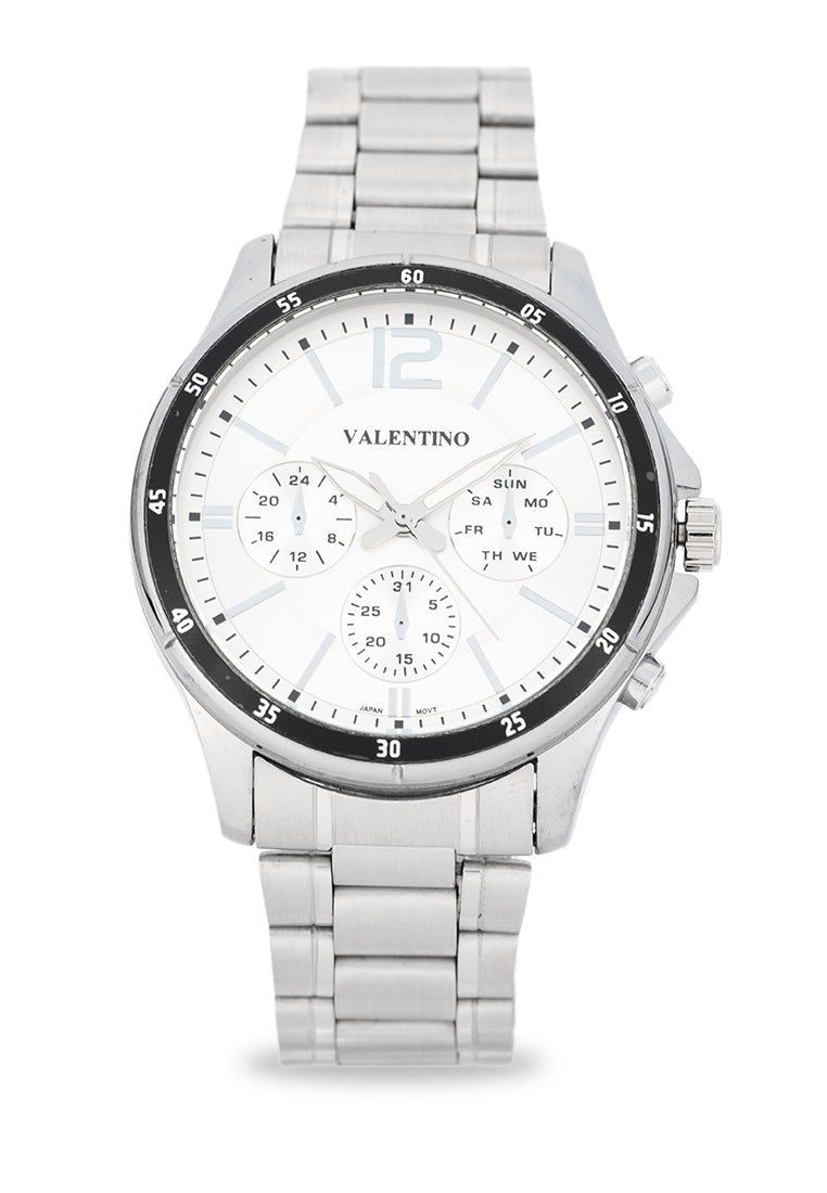 Valentino Stainless Steel Strap Analog Watch for Men 20122532-SIL CIRCLE-SIL DIAL-Watch Portal Philippines
