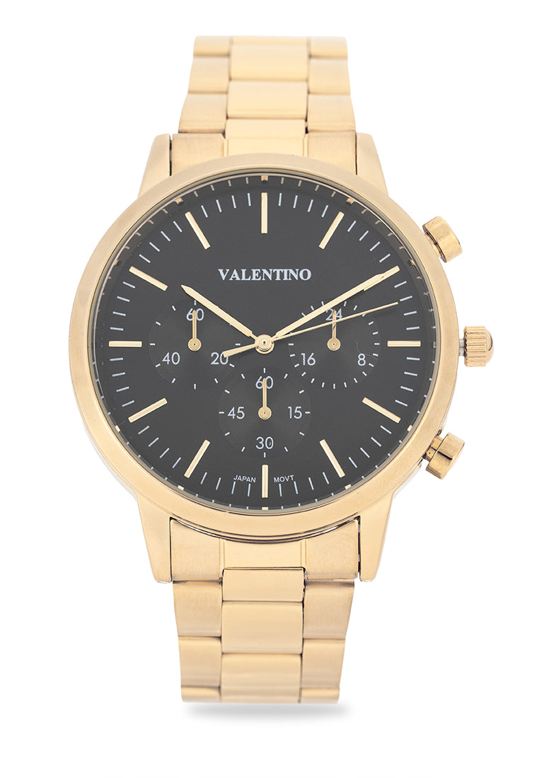 Valentino Stainless Steel Strap Analog Watch for Men 20122534-BLACK DIAL-Watch Portal Philippines