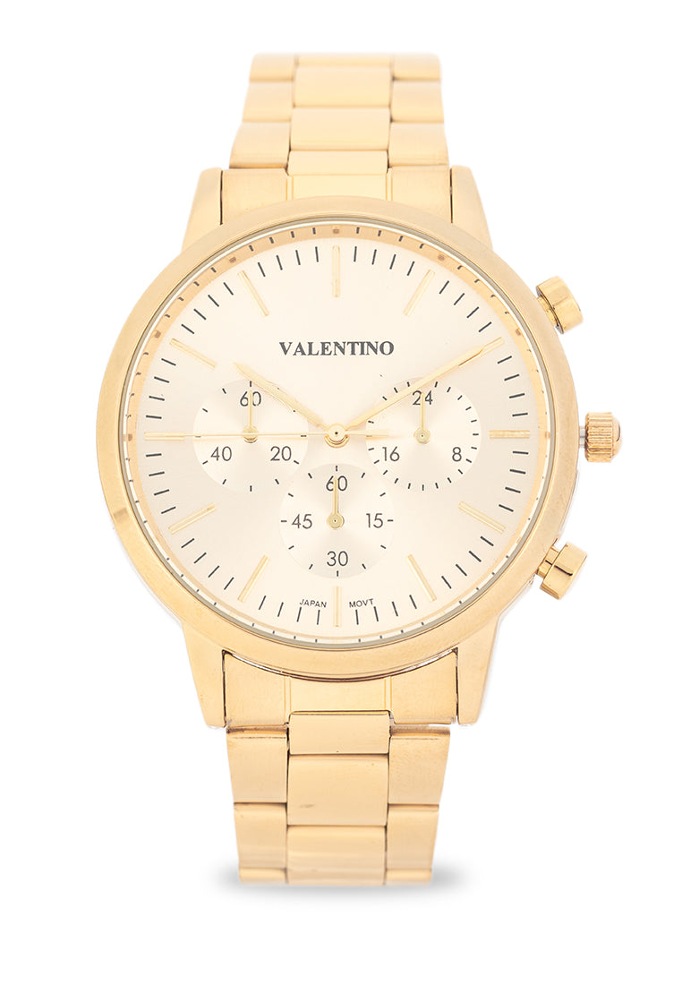 Valentino Stainless Steel Strap Analog Watch for Men 20122534-GOLD DIAL-Watch Portal Philippines
