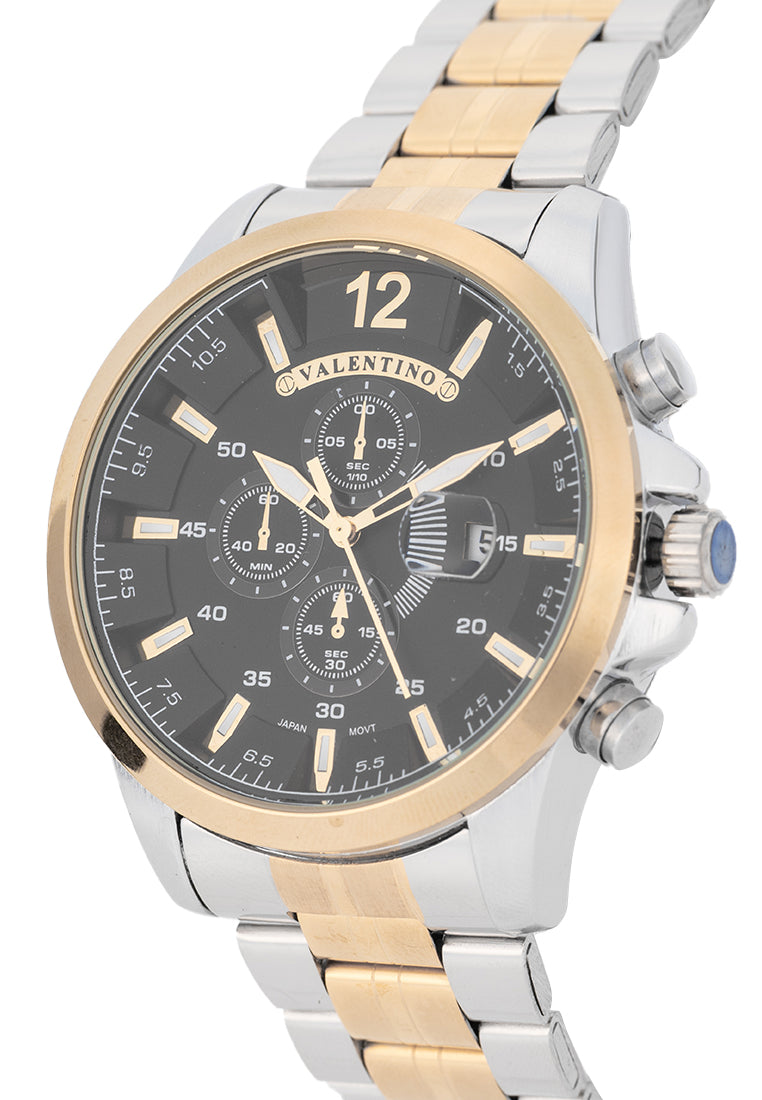 Valentino Stainless Steel Strap Analog Watch for Men 20122543-TT-BLACK DIAL-Watch Portal Philippines