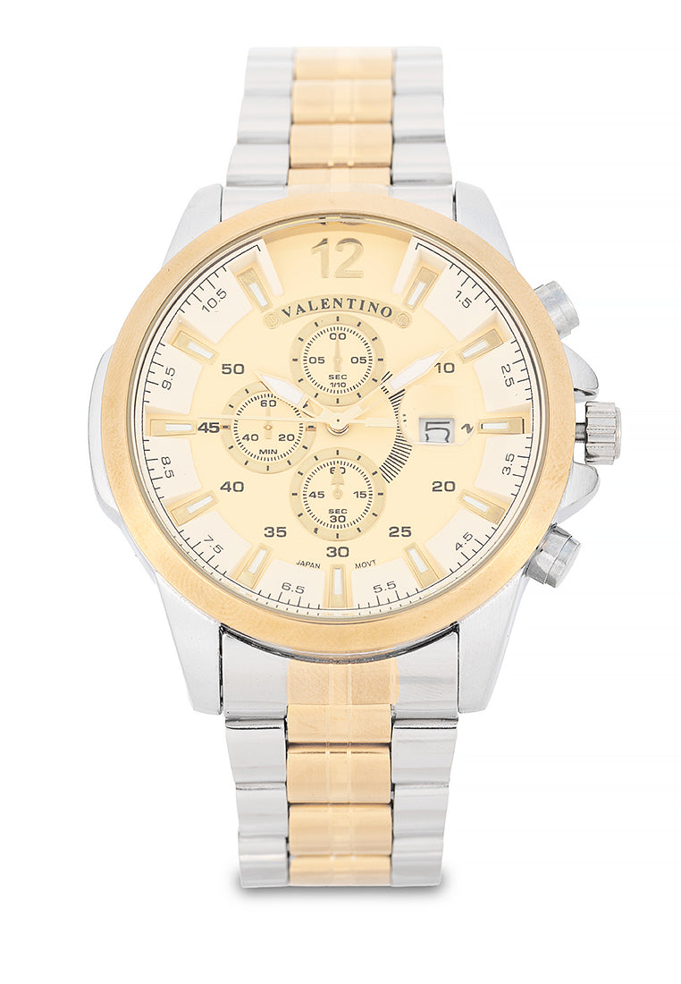 Valentino Stainless Steel Strap Analog Watch for Men 20122543-TT-GOLD DIAL-Watch Portal Philippines