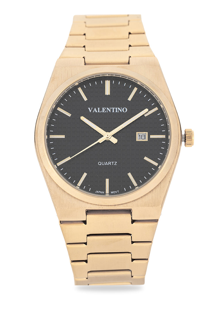 Valentino Stainless Steel Strap Analog Watch for Men 20122546-BLACK DIAL-Watch Portal Philippines