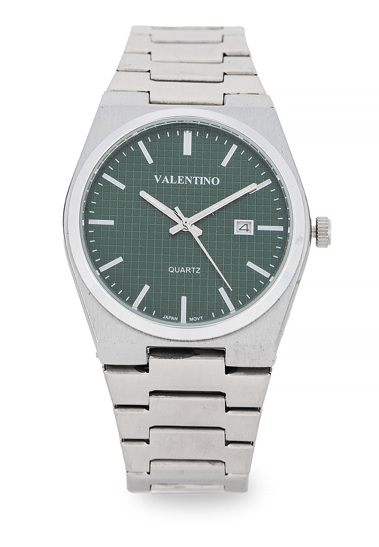 Valentino Stainless Steel Strap Analog Watch for Men 20122547-GREEN DIAL-Watch Portal Philippines