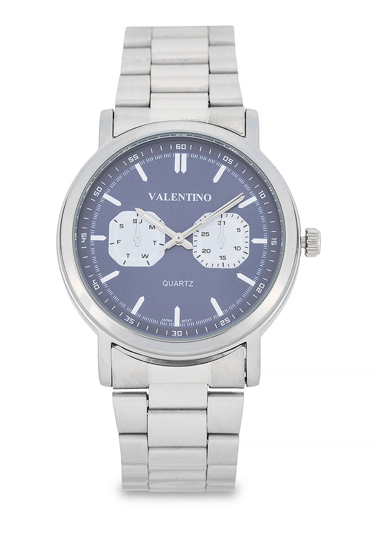 Valentino Stainless Steel Strap Analog Watch for Men 20122548-BLUE DIAL-Watch Portal Philippines