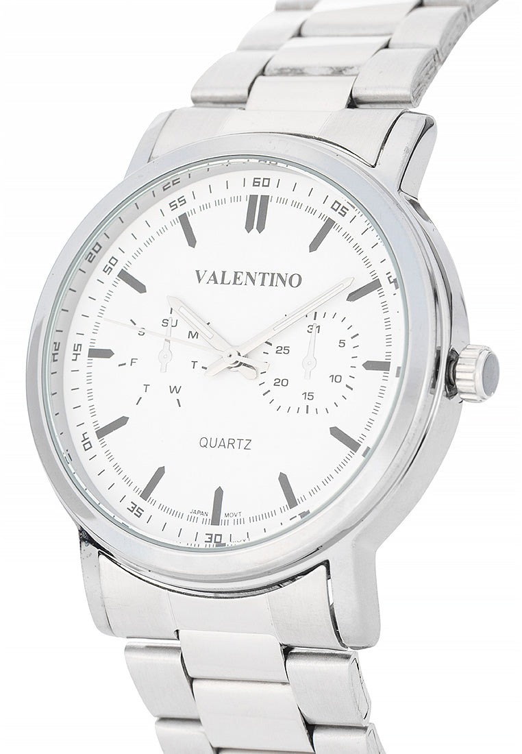 Valentino Stainless Steel Strap Analog Watch for Men 20122548-WHITE DIAL-Watch Portal Philippines