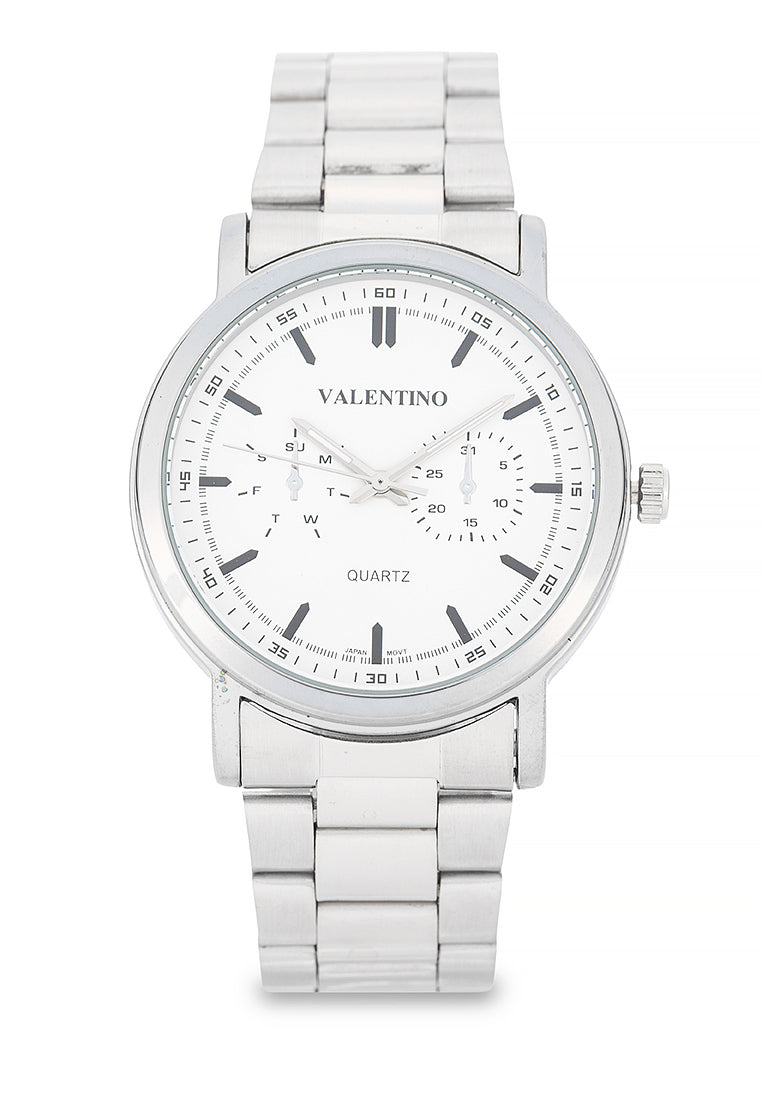 Valentino Stainless Steel Strap Analog Watch for Men 20122548-WHITE DIAL-Watch Portal Philippines
