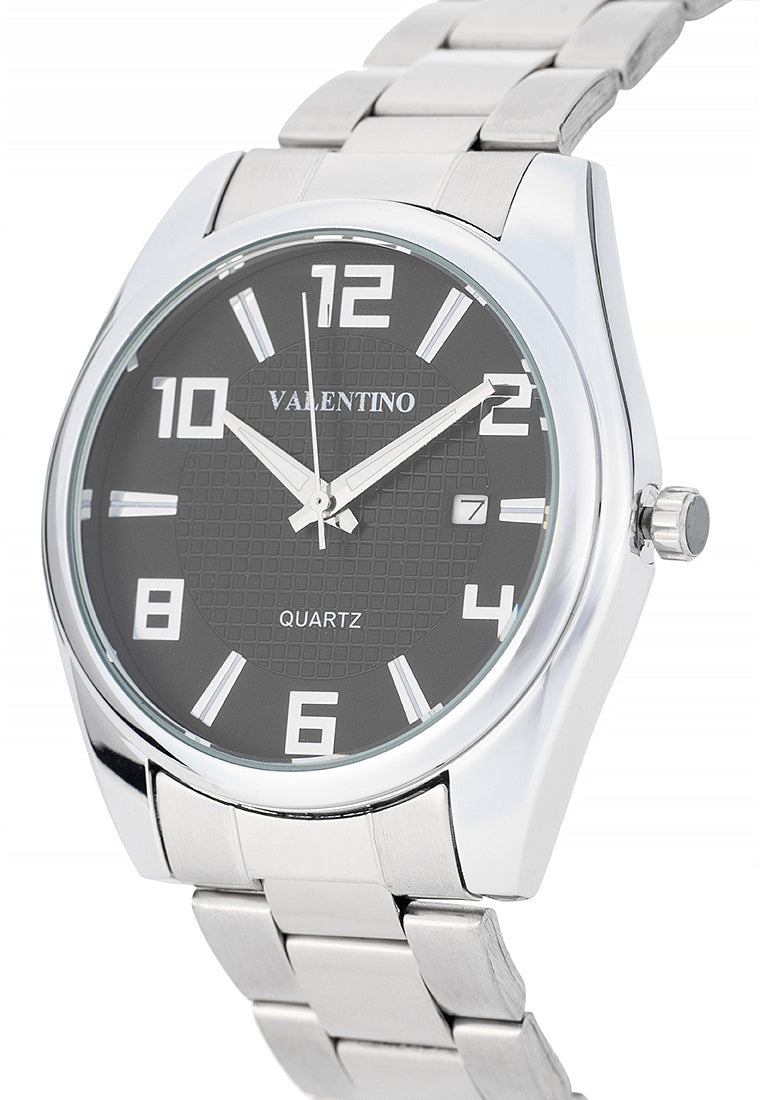 Valentino Stainless Steel Strap Analog Watch for Men 20122550-BLACK DIAL-Watch Portal Philippines