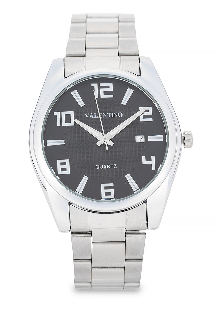 Valentino Stainless Steel Strap Analog Watch for Men 20122550-BLACK DIAL-Watch Portal Philippines