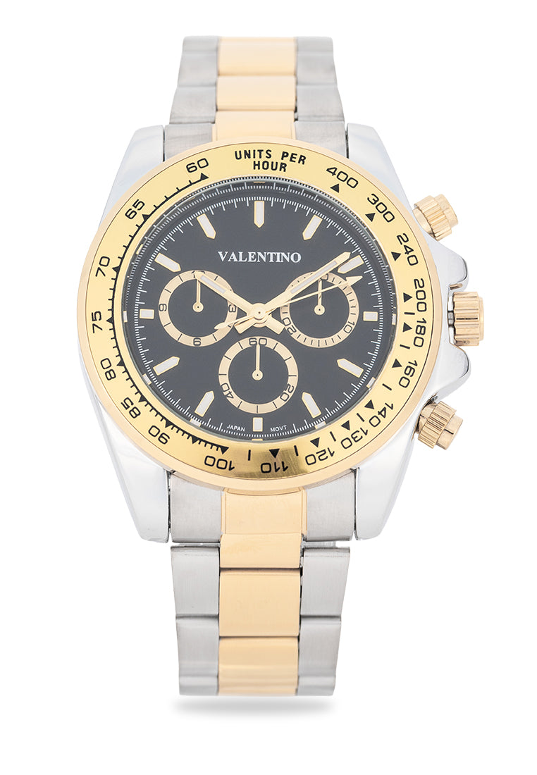 Valentino Stainless Steel Strap Analog Watch for Men 20122551-TT-BLACK DIAL-Watch Portal Philippines