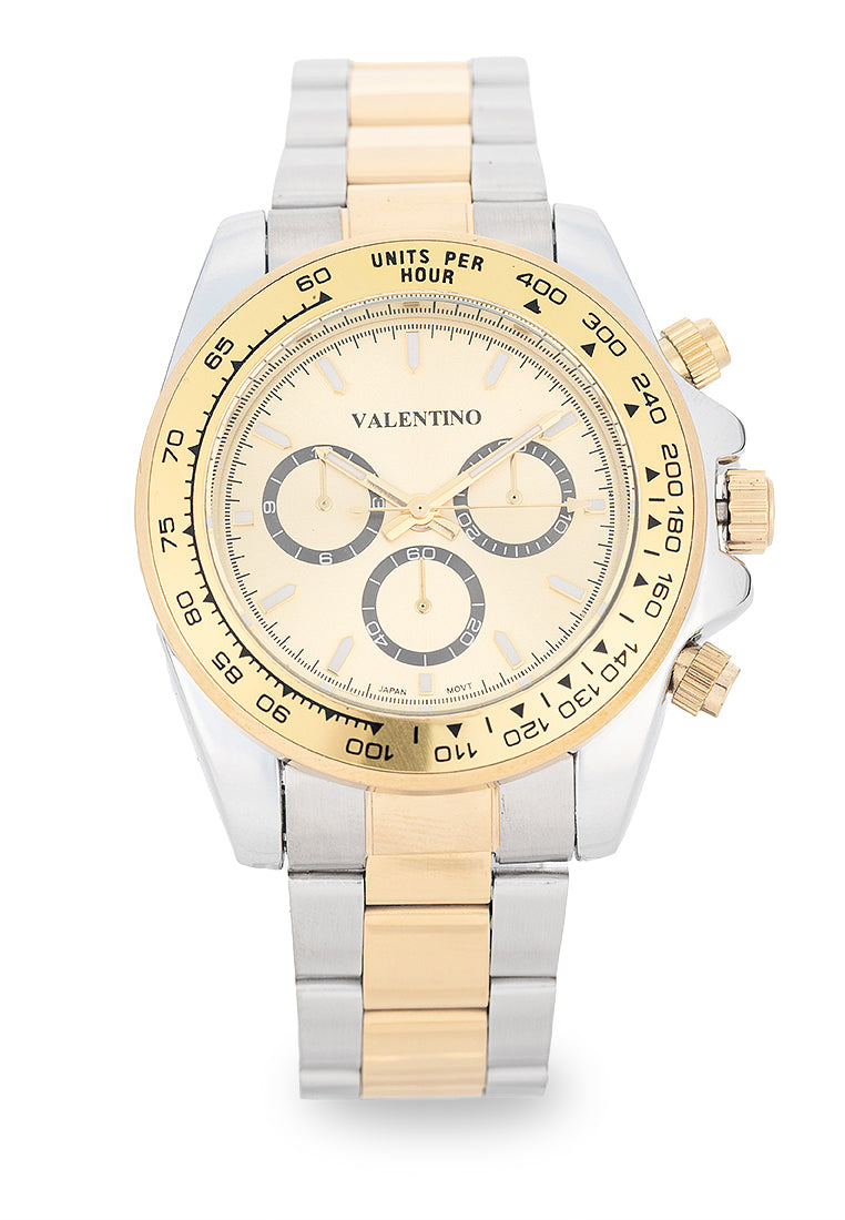 Valentino Stainless Steel Strap Analog Watch for Men 20122551-TT-GOLD DIAL-Watch Portal Philippines