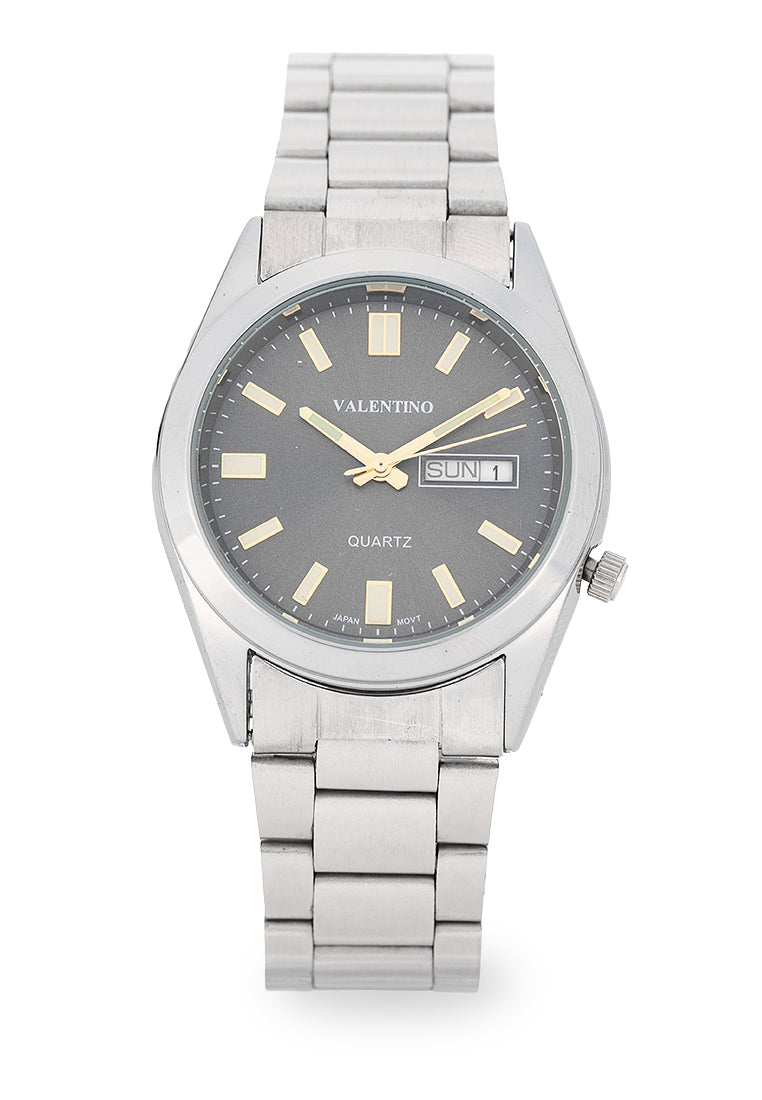 Valentino Stainless Steel Strap Analog Watch for Men 20122554-BLK DIAL-GLD INDEX-Watch Portal Philippines
