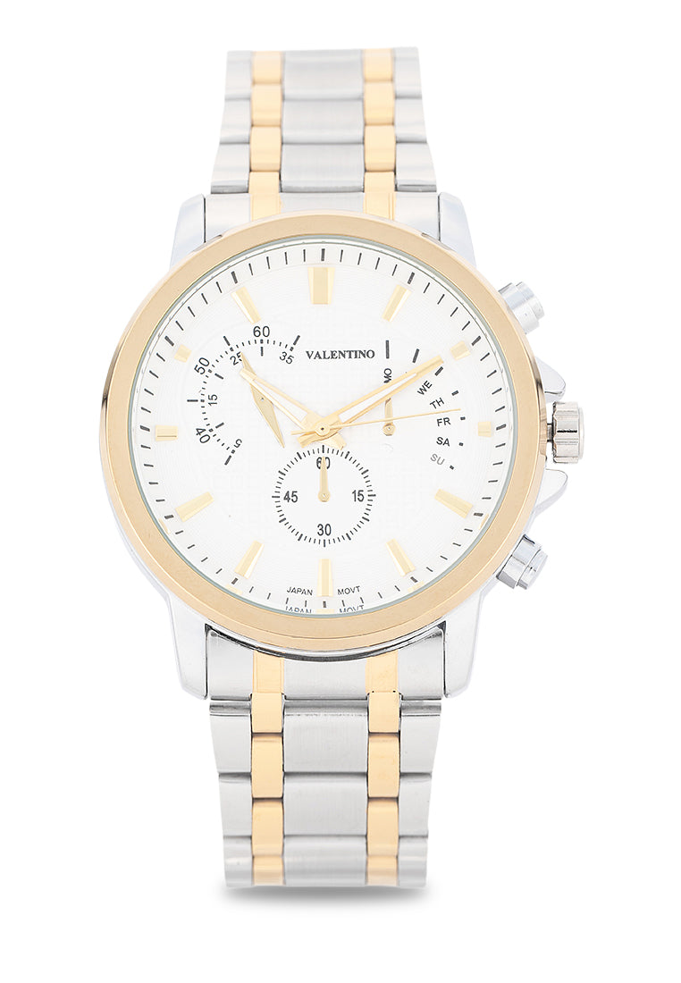 Valentino Stainless Steel Strap Analog Watch for Men 20122555-TT-WHITE DIAL-Watch Portal Philippines