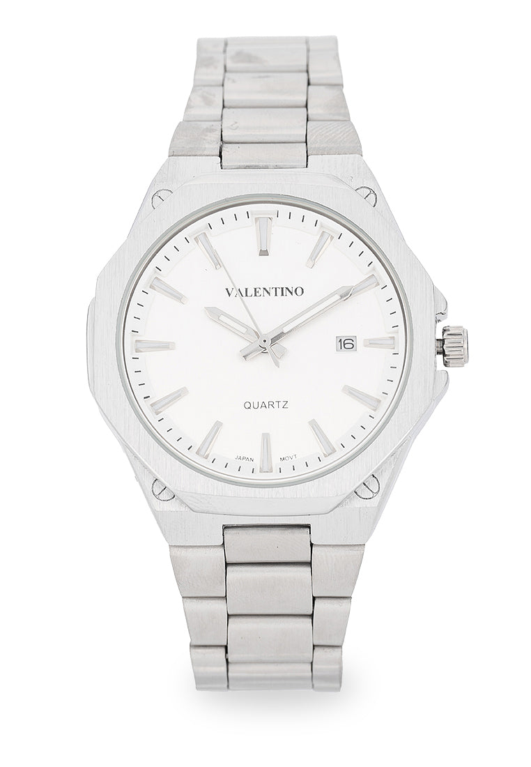 Valentino Stainless Steel Strap Analog Watch for Men 20122562-WHITE DIAL-Watch Portal Philippines