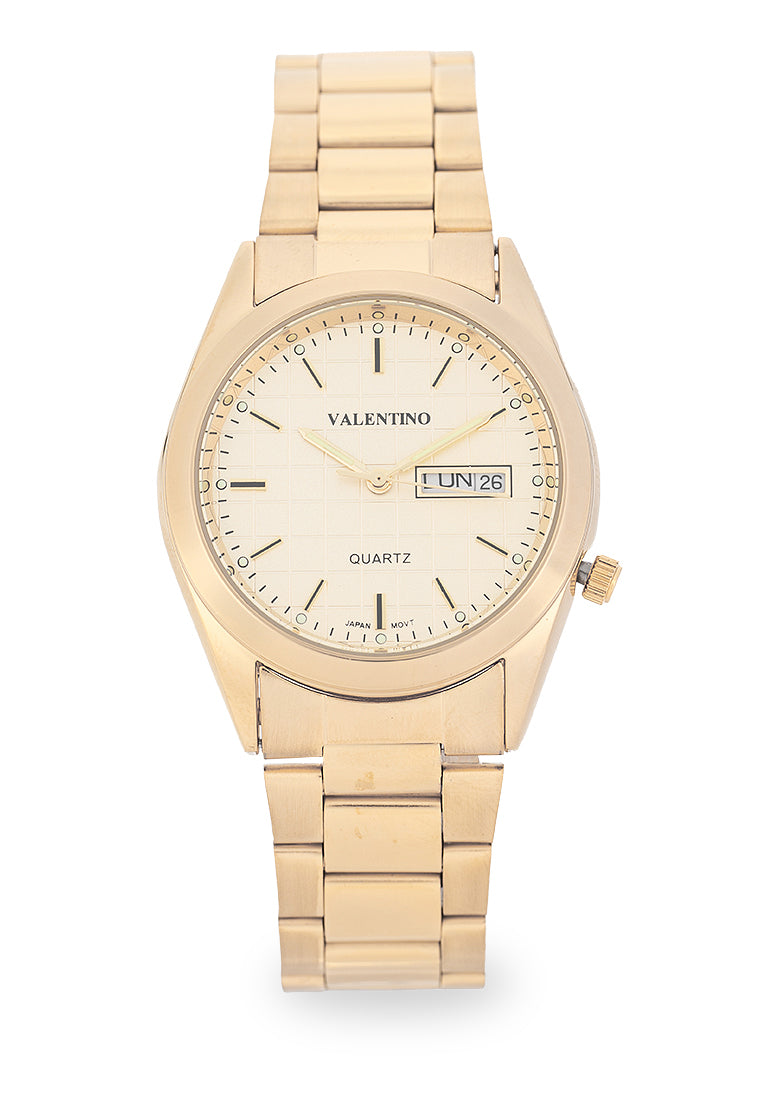 Valentino Stainless Steel Strap Analog Watch for Men 20122563-GLD-GOLD DIAL-Watch Portal Philippines