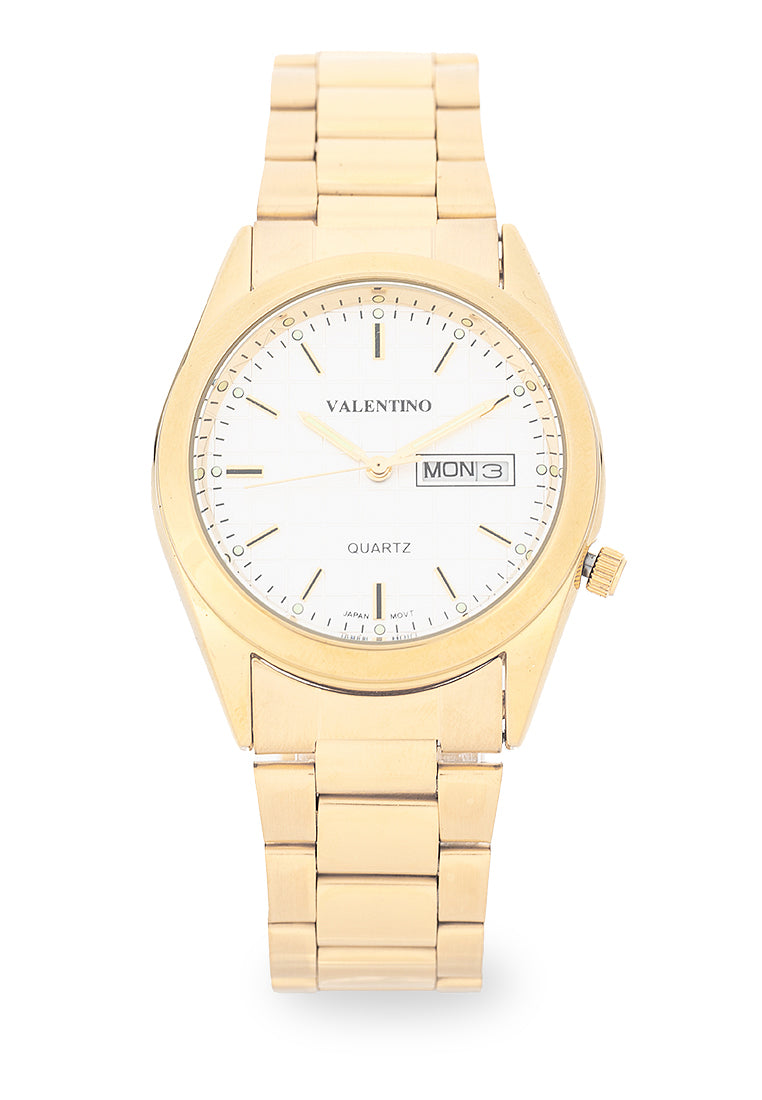 Valentino Stainless Steel Strap Analog Watch for Men 20122563-GLD-SILVER DIAL-Watch Portal Philippines