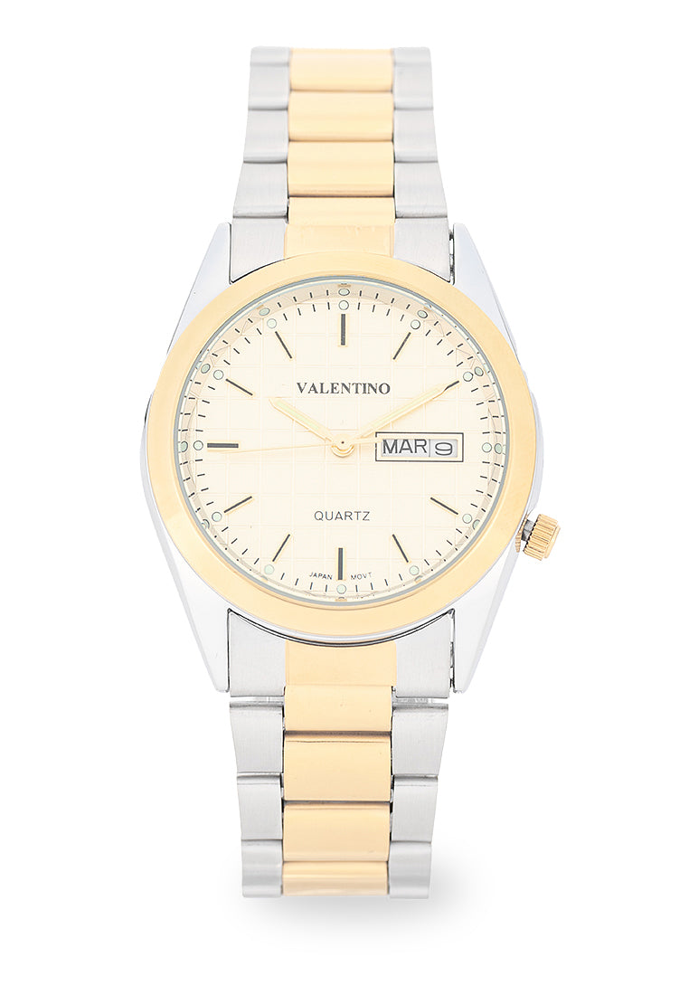 Valentino Stainless Steel Strap Analog Watch for Men 20122563-TT-GOLD DIAL-Watch Portal Philippines