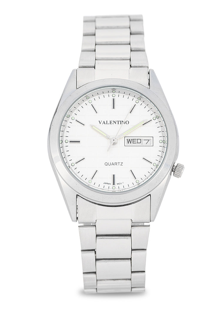 Valentino Stainless Steel Strap Analog Watch for Men 20122564-SILVER DIAL-Watch Portal Philippines