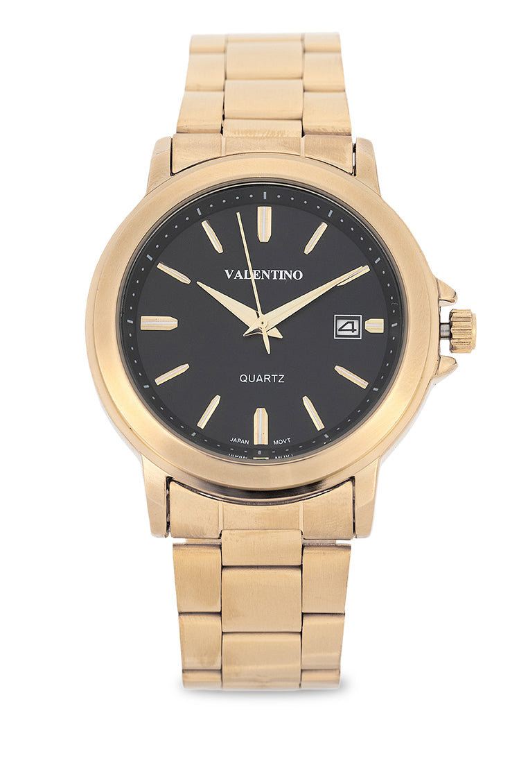 Valentino Stainless Steel Strap Analog Watch for Men 20122565-BLACK DIAL-Watch Portal Philippines