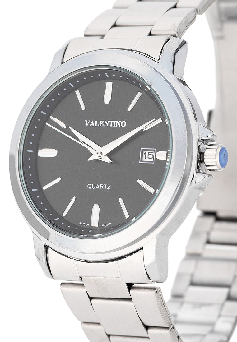 Valentino Stainless Steel Strap Analog Watch for Men 20122566-BLACK DIAL-Watch Portal Philippines