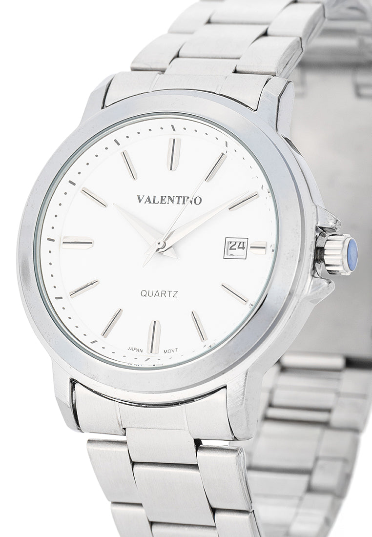 Valentino Stainless Steel Strap Analog Watch for Men 20122566-WHITE DIAL-Watch Portal Philippines