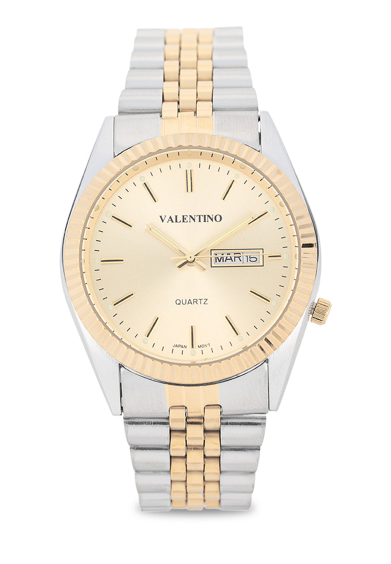 Valentino Stainless Steel Strap Analog Watch for Men 20122567-TT-GOLD DIAL-Watch Portal Philippines