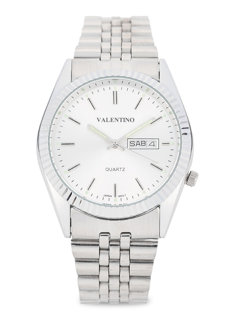 Valentino Stainless Steel Strap Analog Watch for Men 20122569-SILVER DIAL-Watch Portal Philippines