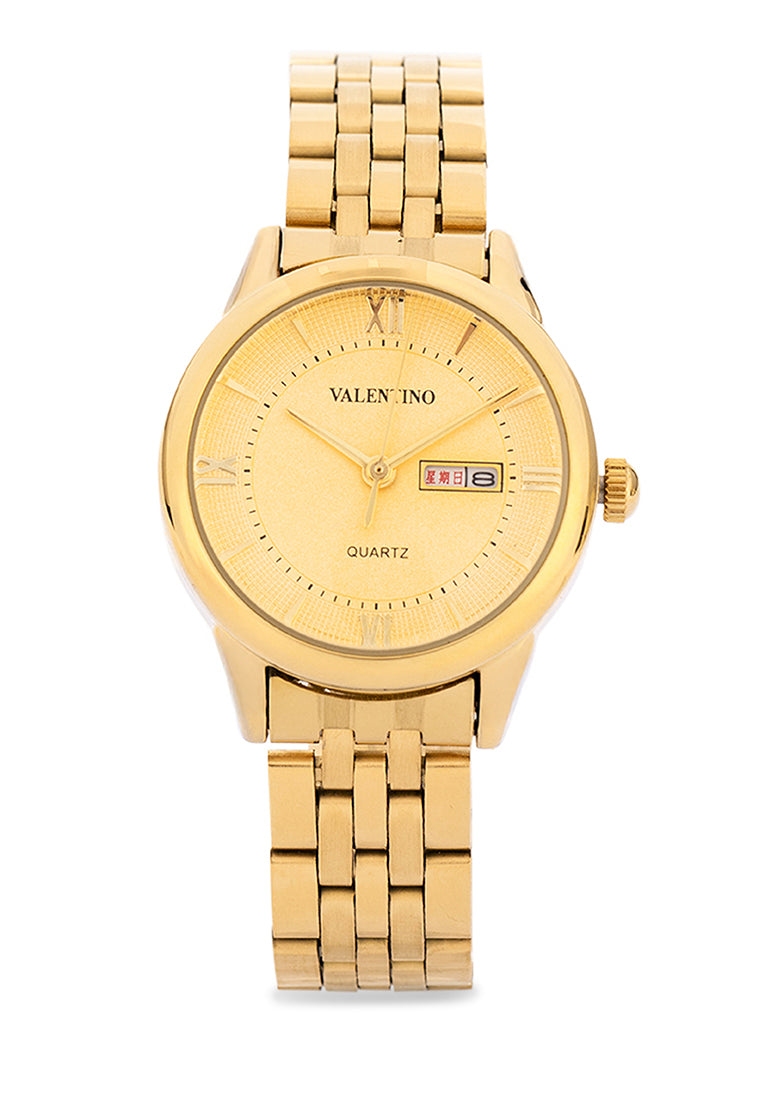 Valentino Stainless Steel Strap Analog Watch for Women 20122479-GOLD DIAL-Watch Portal Philippines