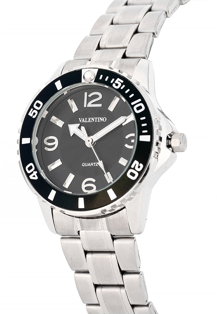 Valentino Stainless Steel Strap Analog Watch for Women 20122487-BLK RING-BLK DIAL-Watch Portal Philippines