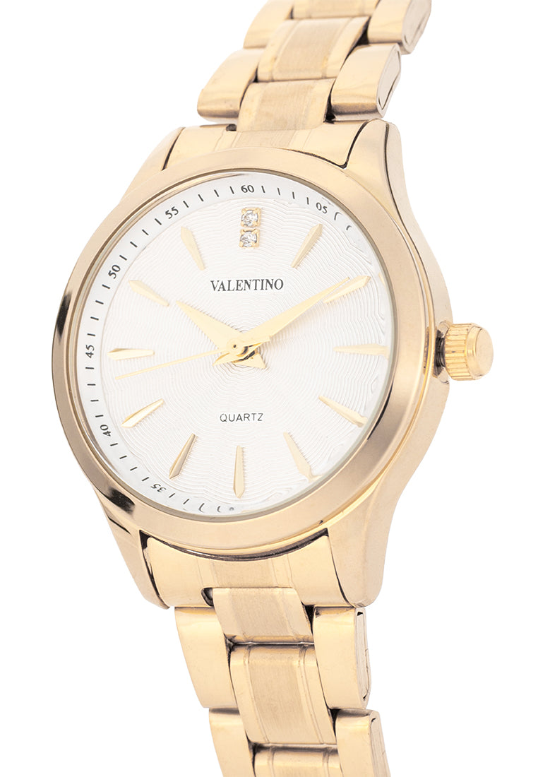 Valentino Stainless Steel Strap Analog Watch for Women 20122489-GOLD-WHITE DIAL-Watch Portal Philippines