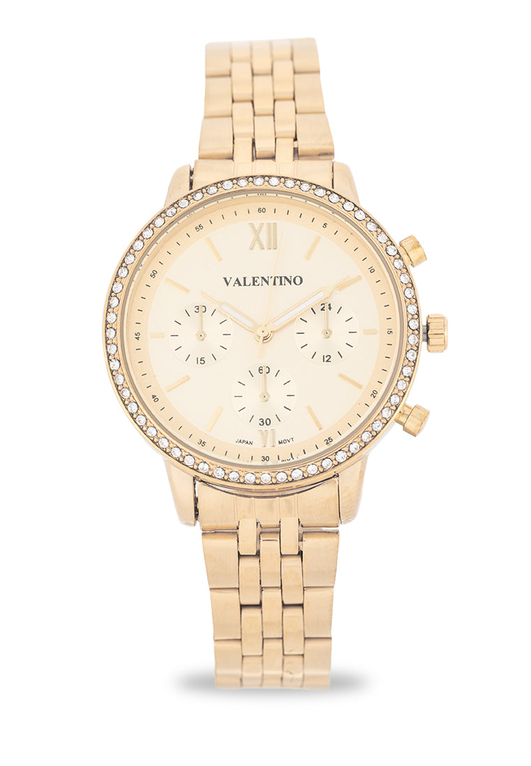 Valentino Stainless Steel Strap Analog Watch for Women 20122536-GLD-GOLD DIAL-Watch Portal Philippines