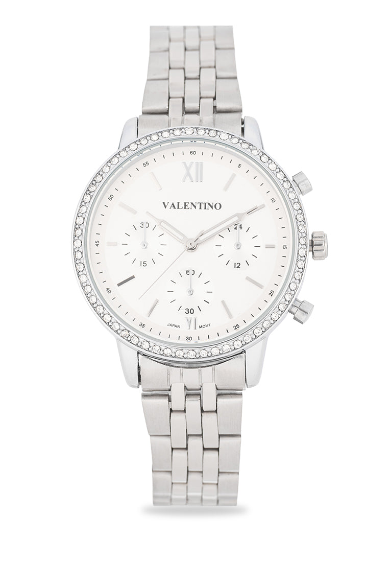 Valentino Stainless Steel Strap Analog Watch for Women 20122538-SILVER DIAL-Watch Portal Philippines