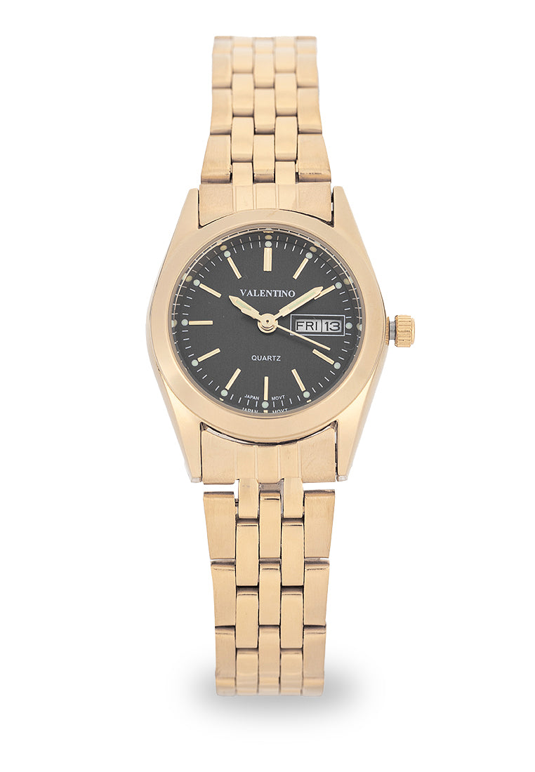 Valentino Stainless Steel Strap Analog Watch for Women 20122557-GLD-BLACK DIAL-Watch Portal Philippines