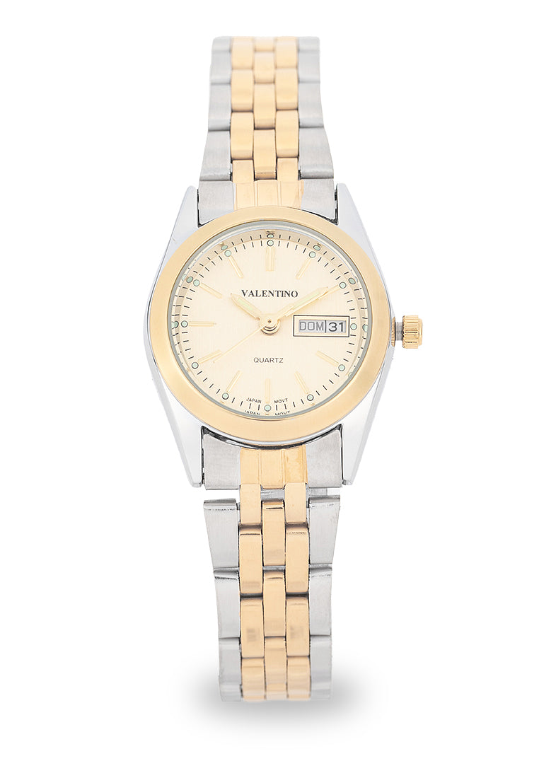 Valentino Stainless Steel Strap Analog Watch for Women 20122557-TT-GOLD DIAL-Watch Portal Philippines